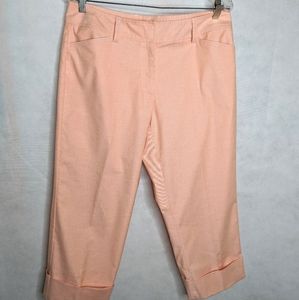 Peach Colored Stretch Capris 16 Pockets Flat Front